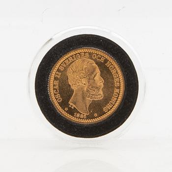 Gold coin Sweden, Oscar II 20 kr, 1886.