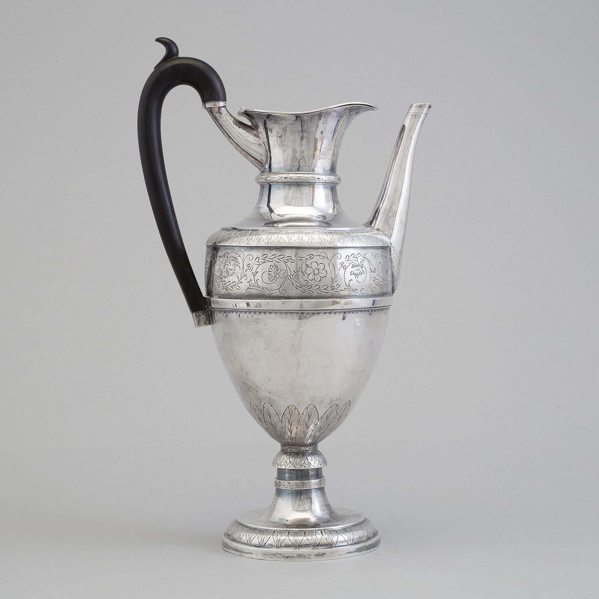 A RIGA SILVER WINE JUG maker's mark latin RM, possibly Richard Müller, Riga, Latvia, late 19th century.