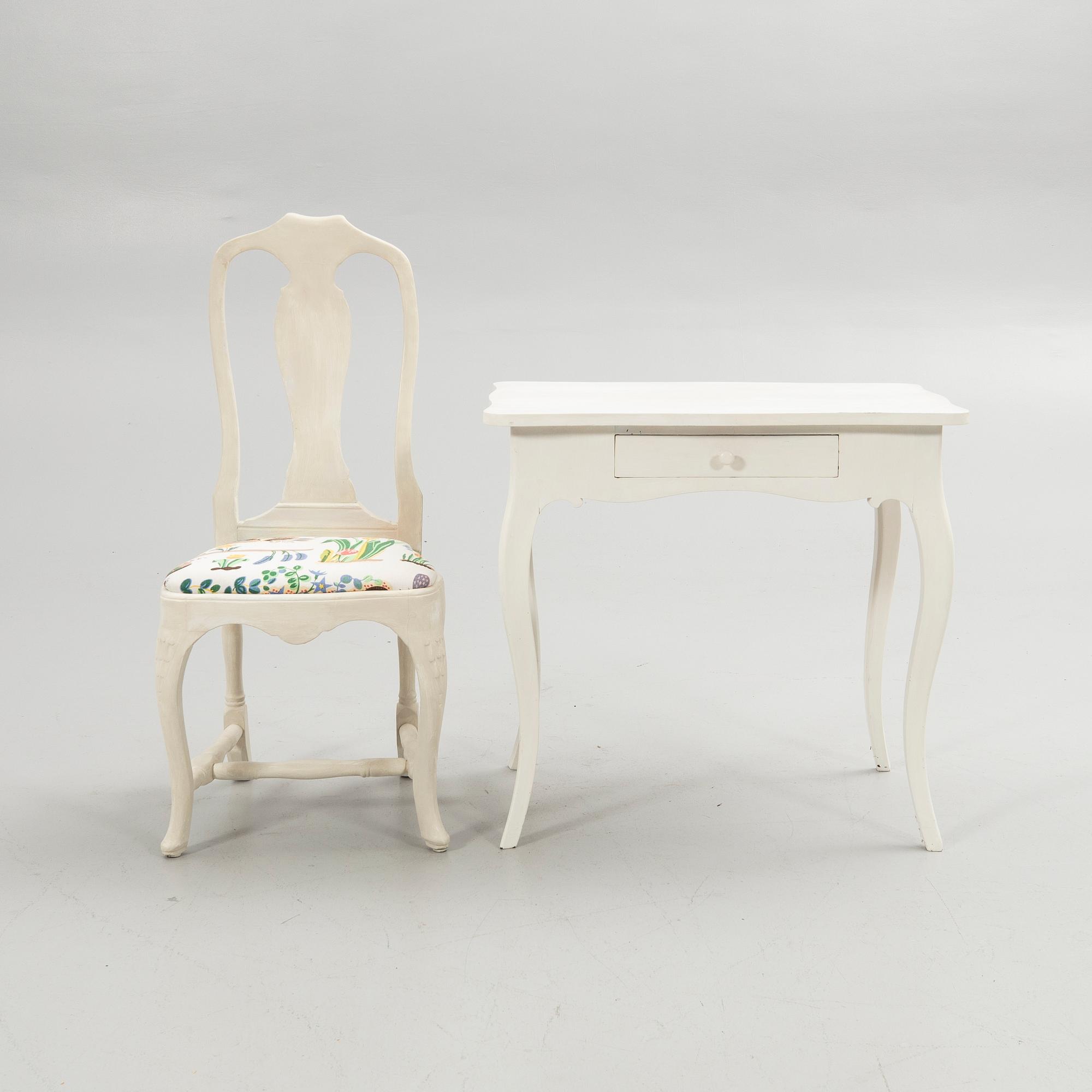 Ladies' writing desk with chair, Rococo style.
