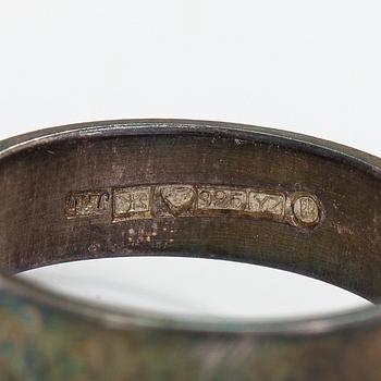 A set of sterling silver "Halikko treasure" necklace, bracelet, ring and earrings. Kalevala Koru, Helsinki 1975 and 1975.