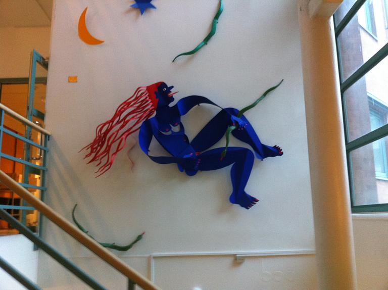 TIMO SOLIN, monumental väggskulptur, plåt, 14 delar, 1994.