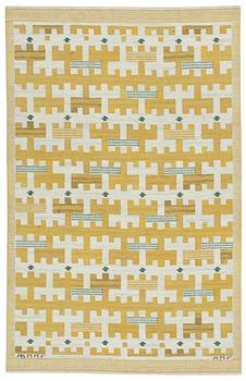 524. Ann-Mari Lindbom, gift Forsberg, CARPET. "Gulbroka". Flat weave. 210,5 x 132,5-135,5 cm. Signed AB MMF AMF.