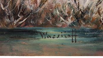 OKÄND KONSTNÄR, olja på pannå, 2 st, sign Wassiloff. Ryssland, 1900-talets senare hälft.