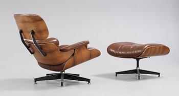 A Charles and Ray Eames 'Lounge Chair and ottoman', Herman Miller, 1960's.