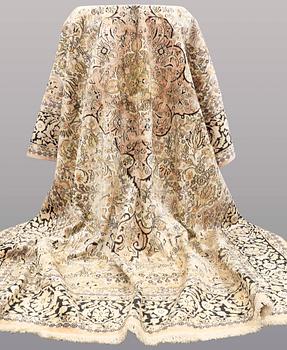 A CARPET, old silk Kashmir, ca 380 x 274 cm.