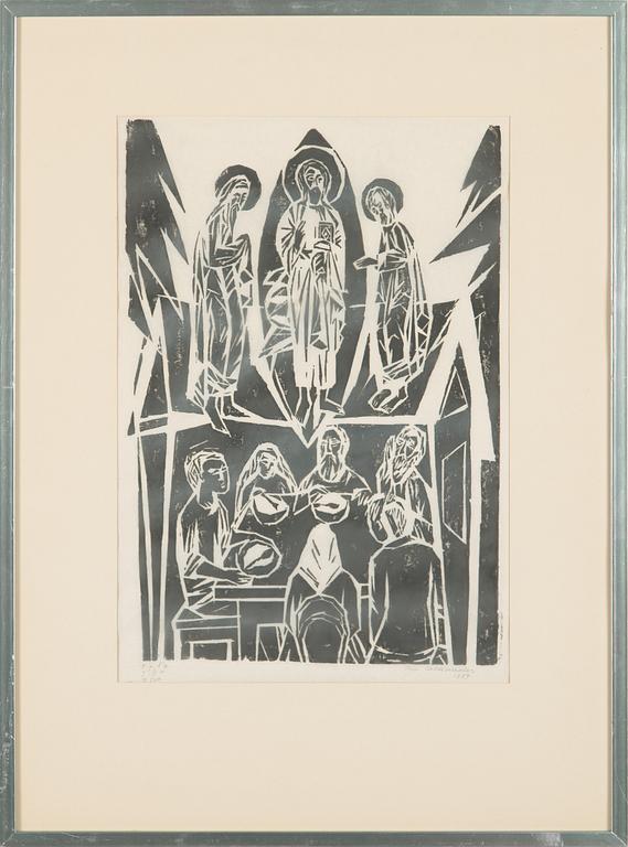 Ina Colliander, träsnitt, signerad och daterad 1959, märkt t.p.l'a I-III 10 IV 5/10.