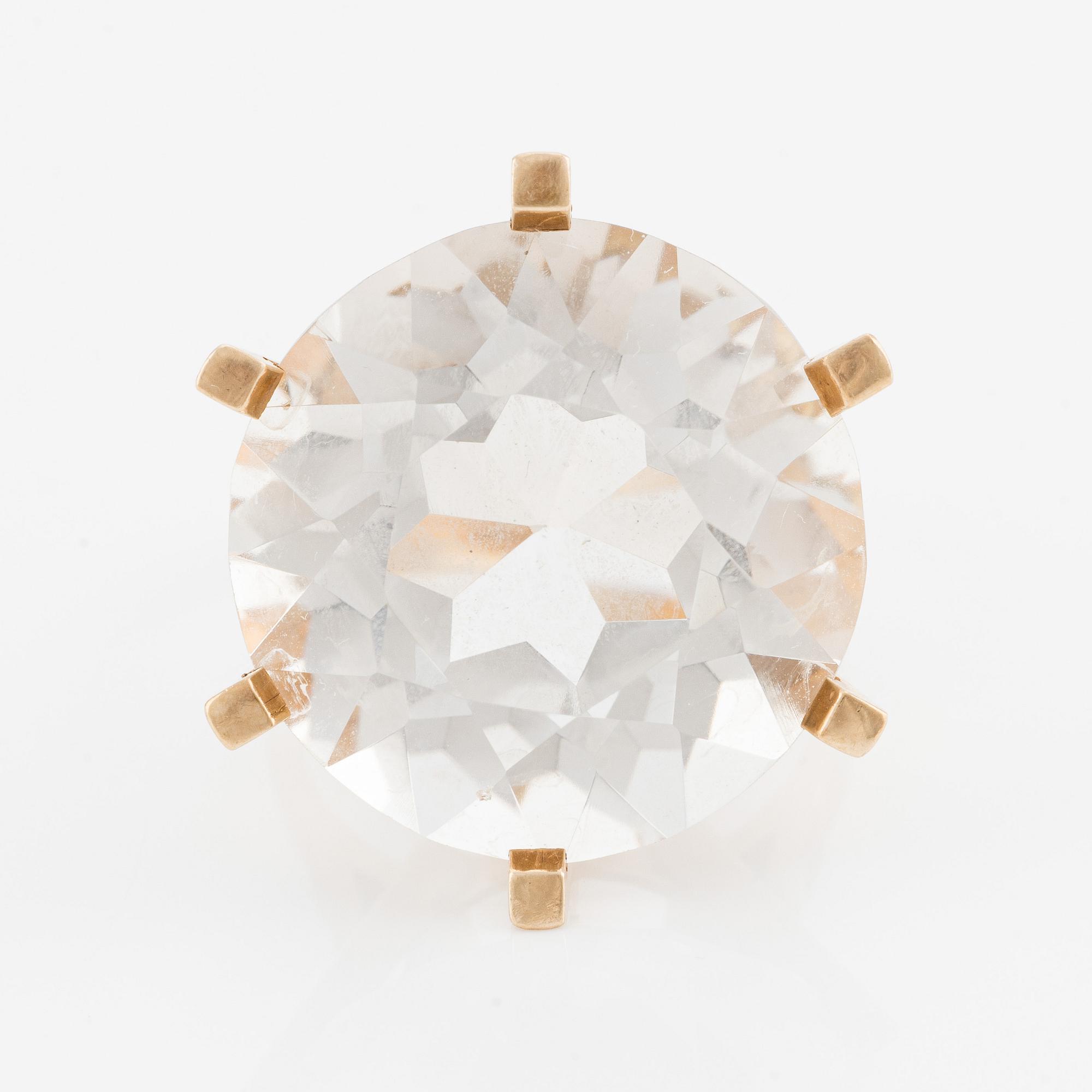 Ring in 14K gold with rock crystal, stamped OFP, possibly Ove Fogh Pedersen.