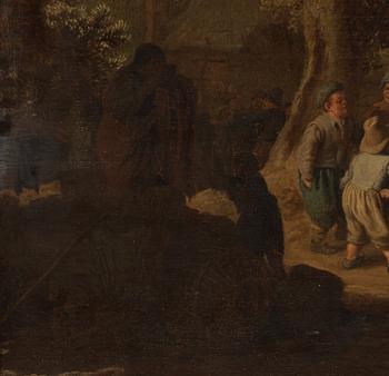 Jan van Goyen Follower of, Gathering around the wine monger.