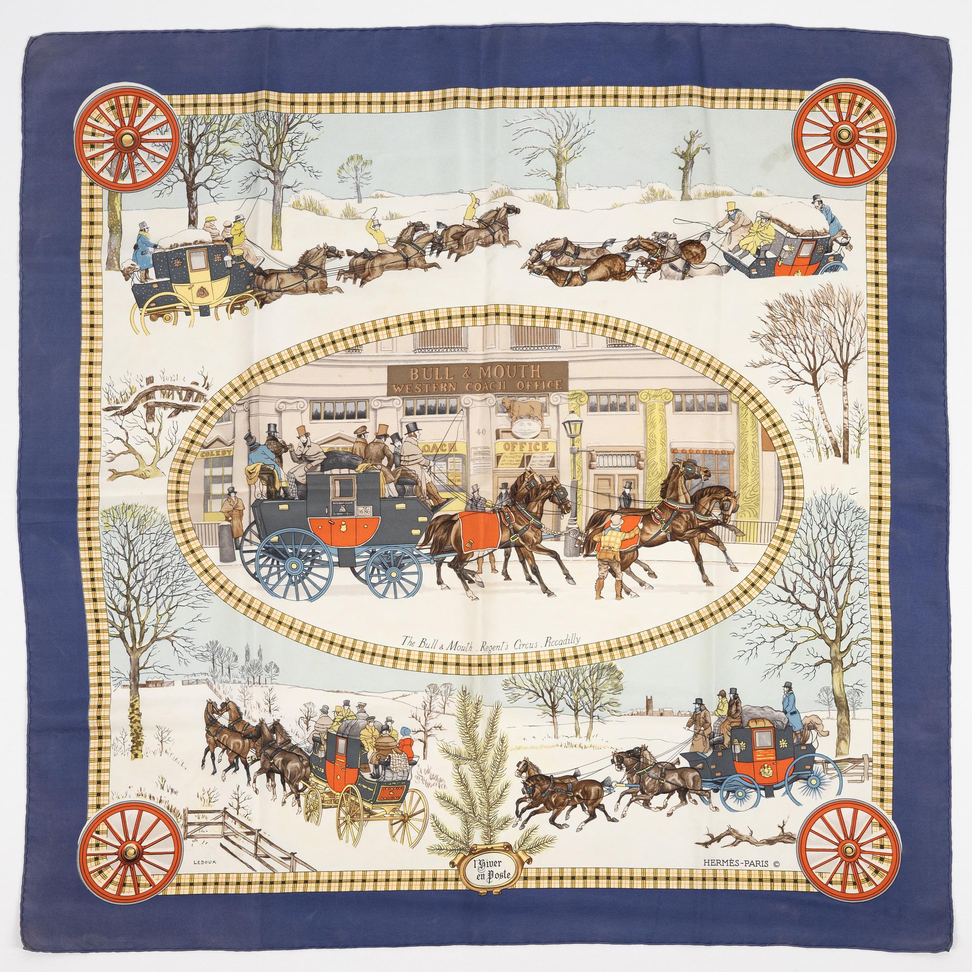 Hermès, scarf, "L'Hiver en Poste".