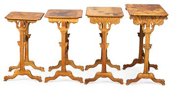 An Emile Gallé Art Nouveau nest of tables, 4 pieces, Nancy France.