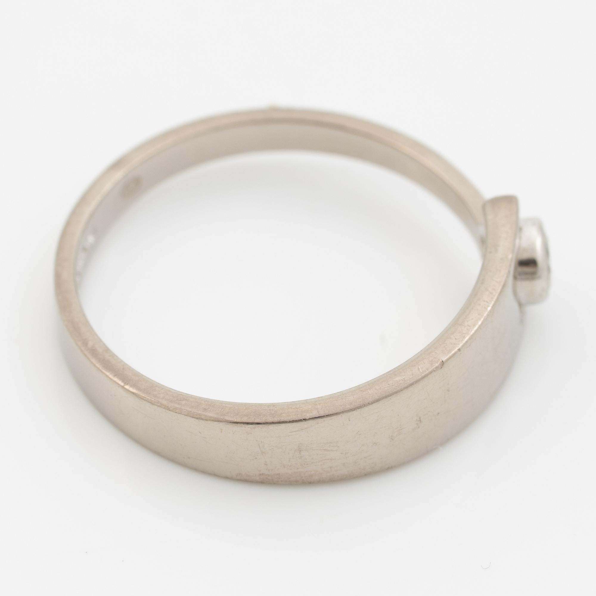 Lapponia, ring 18K white gold set with a round brilliant-cut diamond, Finland 1973.