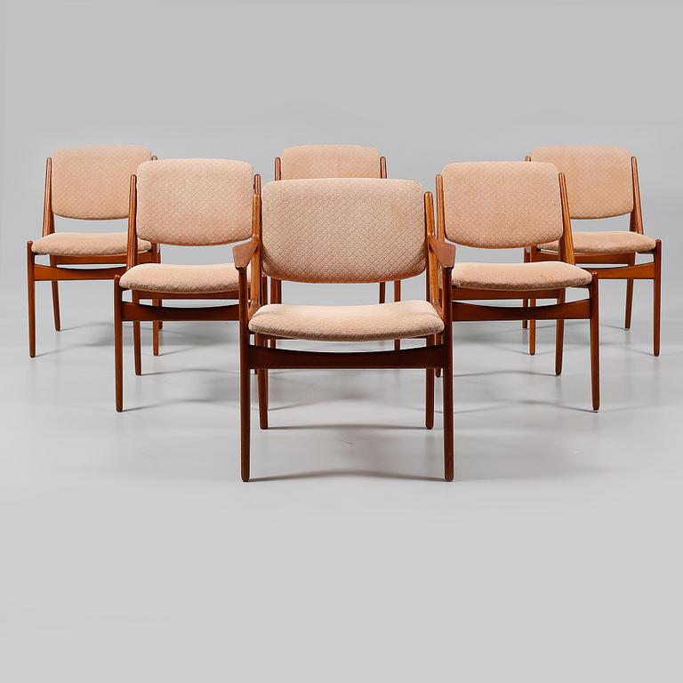 STOLAR, 5 st, samt KARMSTOL, "Ellen", Anton Borg och Arne Vodder, VAMO, Danmark, 1960-tal.