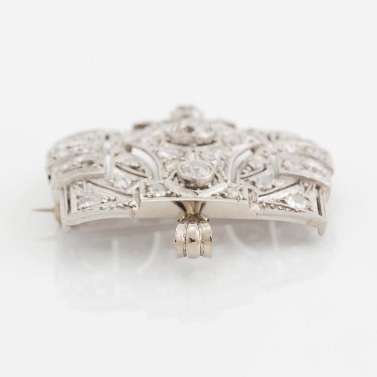 Brosch/hänge 18K vitguld med gammalslipade diamanter.