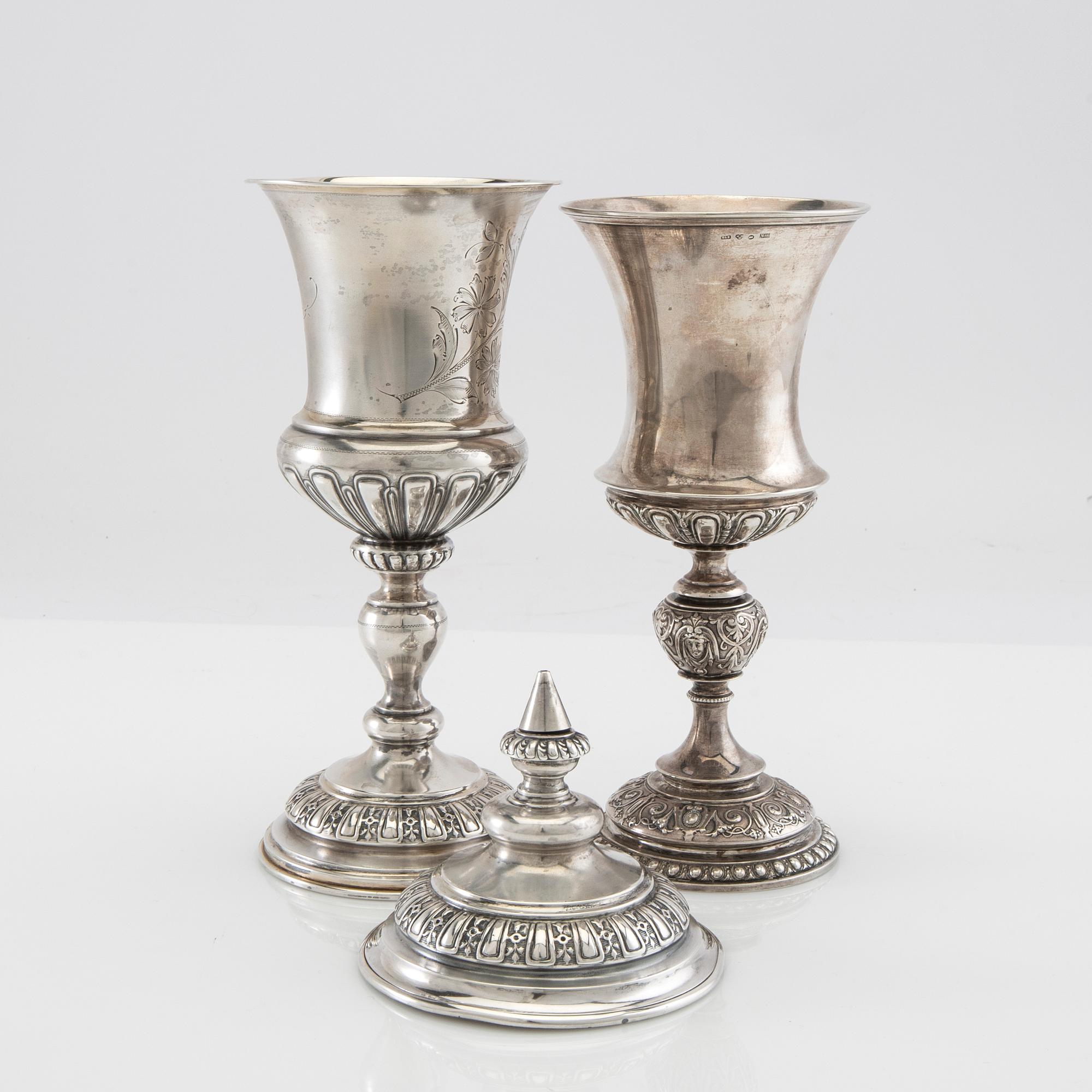 Trophies 2 pcs Baroque style silver 20th century.
