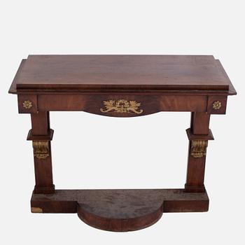 A Swedish Empire mirror and console table, first half of the 19th century.