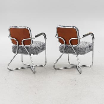 Armchairs, a pair, DS Stålmöbler, Malmö, 1930s.