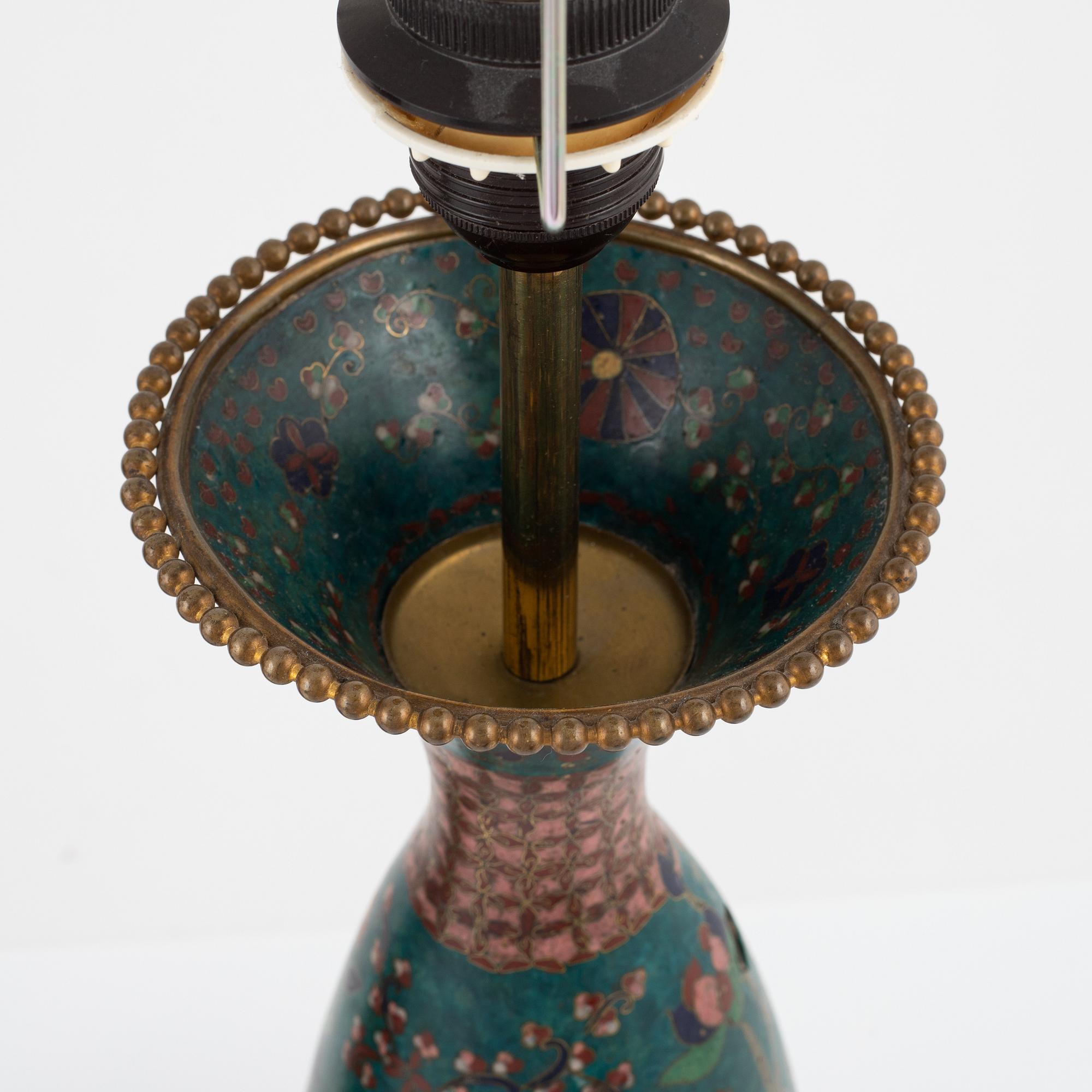 A pair of cloisonné table lamps, Japan, Meiji, circa 1900.