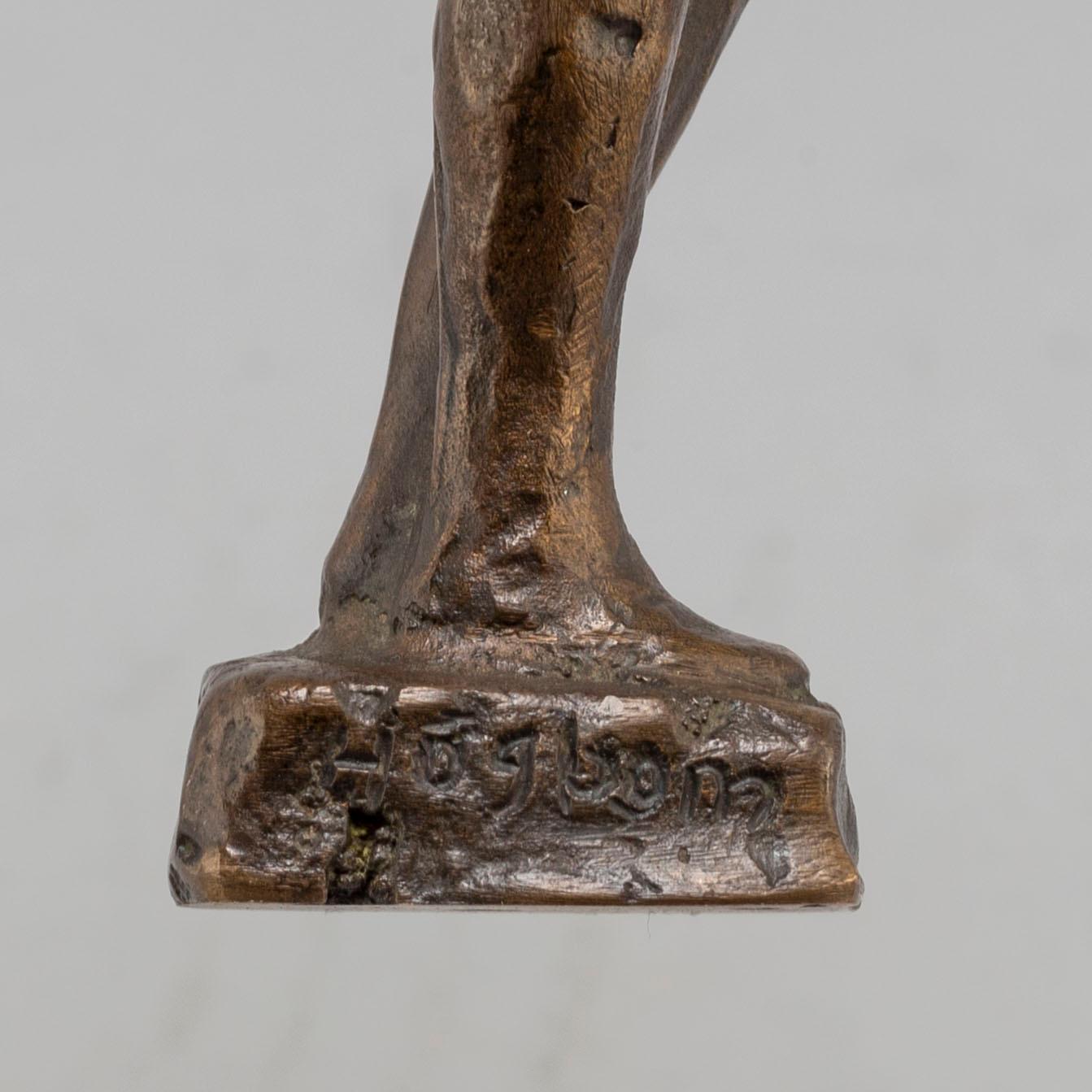 HELGE HÖGBOM, skulptur, brunpatinerad brons, signerad Högbom.