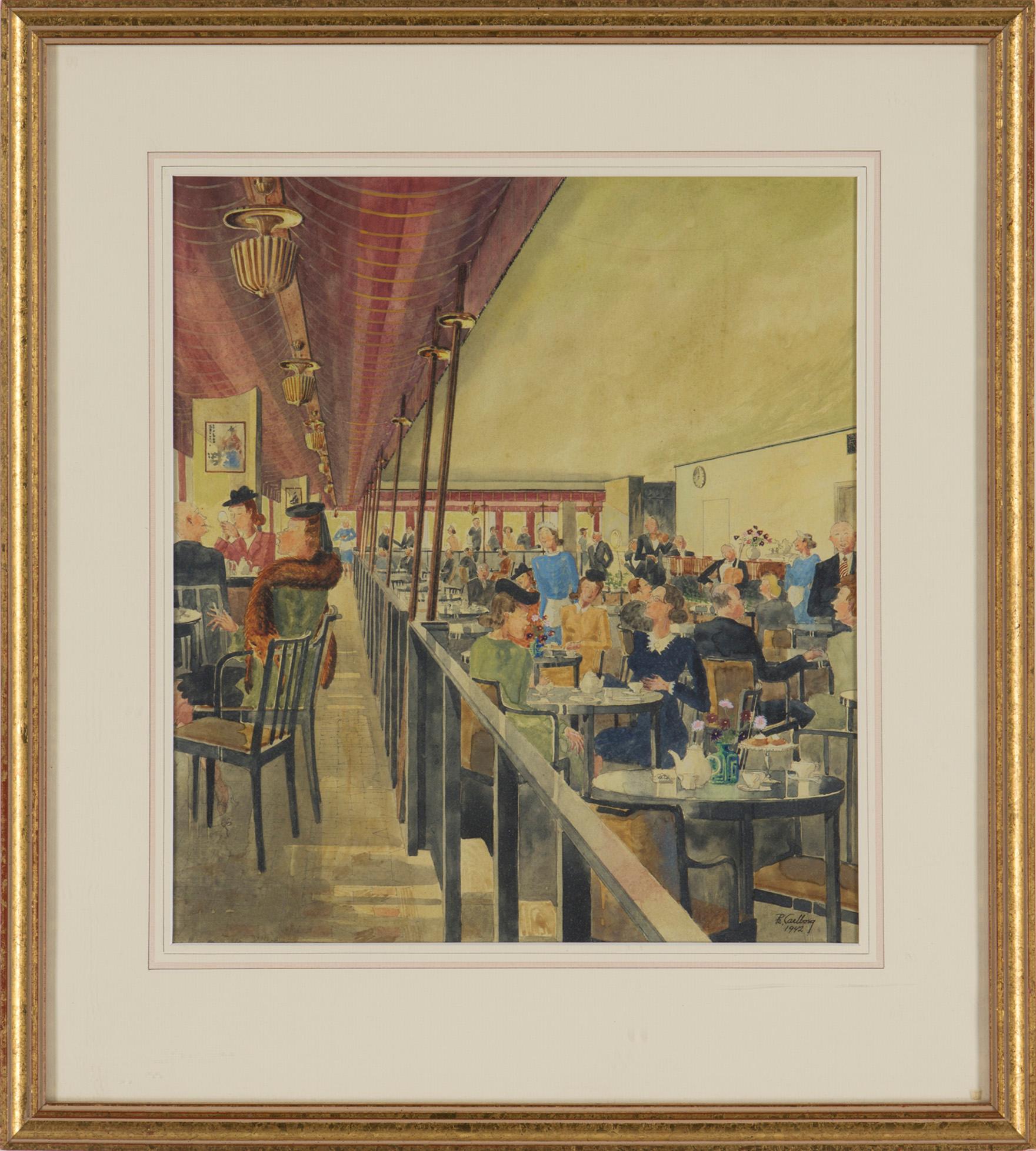 RUDOLF CARLBORG, 2 st, akvarell med täckvitt på papper, signerad R. Carlborg och ena daterad 1942.