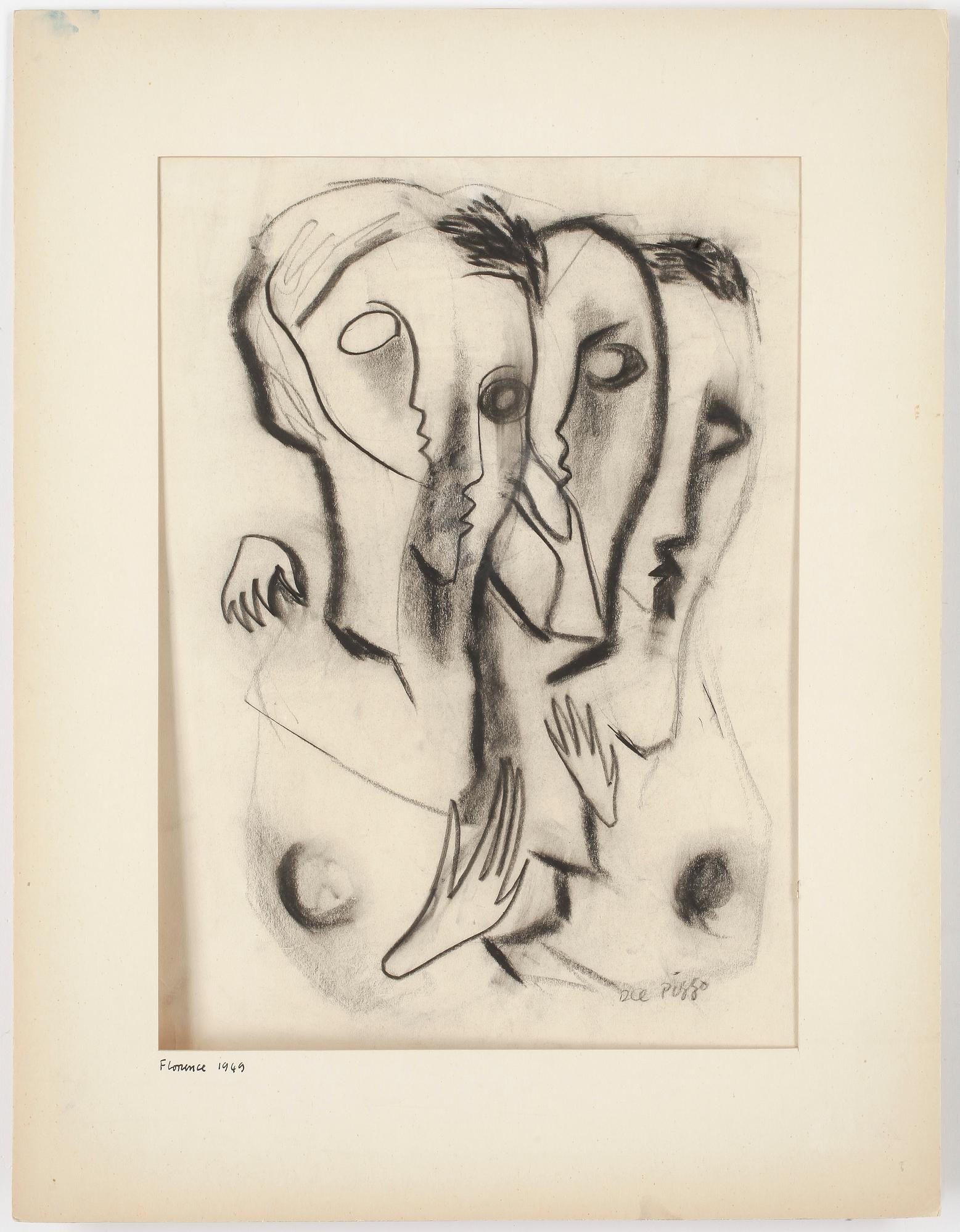 LUCIO DEL PEZZO, kolteckning, sign.