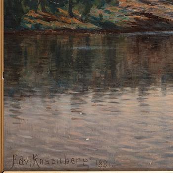 Edvard Rosenberg, Landscape with boats and fisherman.