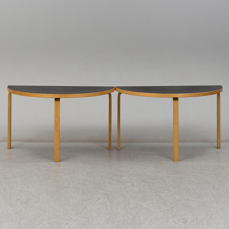 ALVAR AALTO, two model 95 tables with four stools.