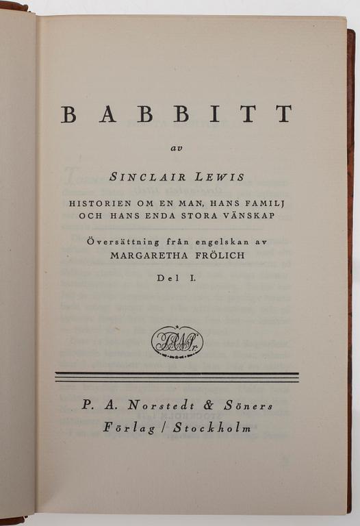 BÖCKER, 11 st, Sinclair Lewis, P.A Norstedt & Söner Förlag, Stockholm 1925-1930.