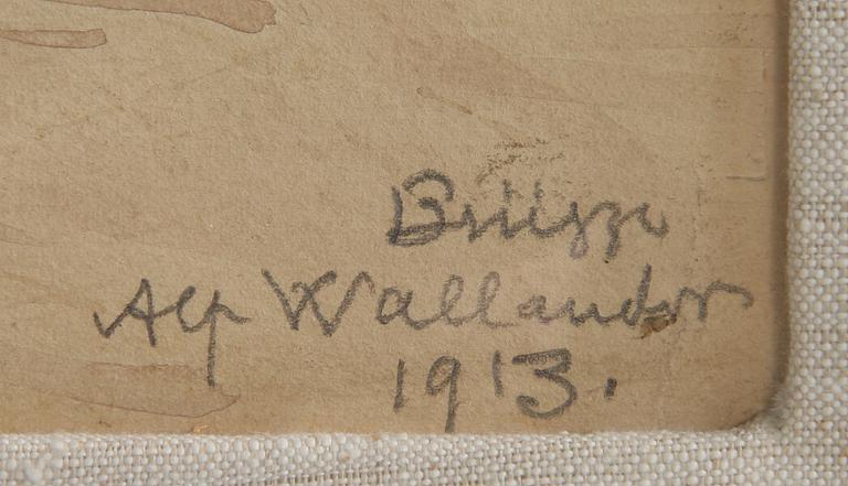 ALF WALLANDER, akvarell, sign samt dat 1913.