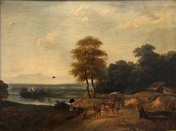 Okänd konstnär 1800-tal , Landskap med figurer.