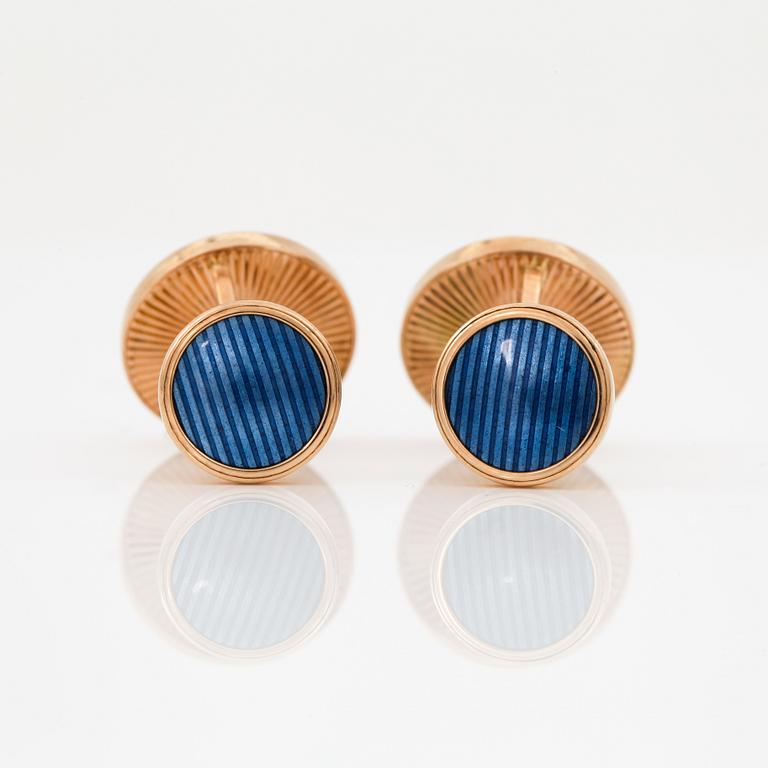 CUFFLINKS with blue enamel.