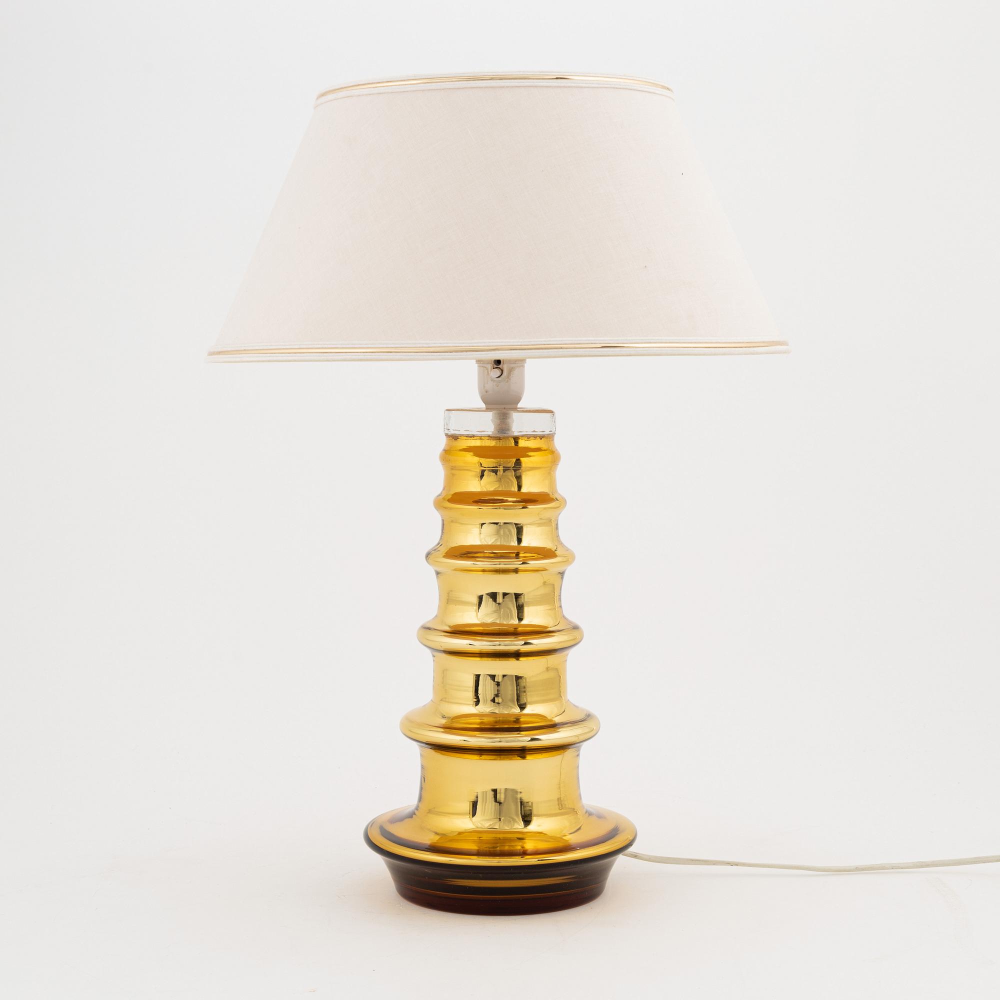 Gustaf Leek, a glass table lamp, 1960's, signed.
