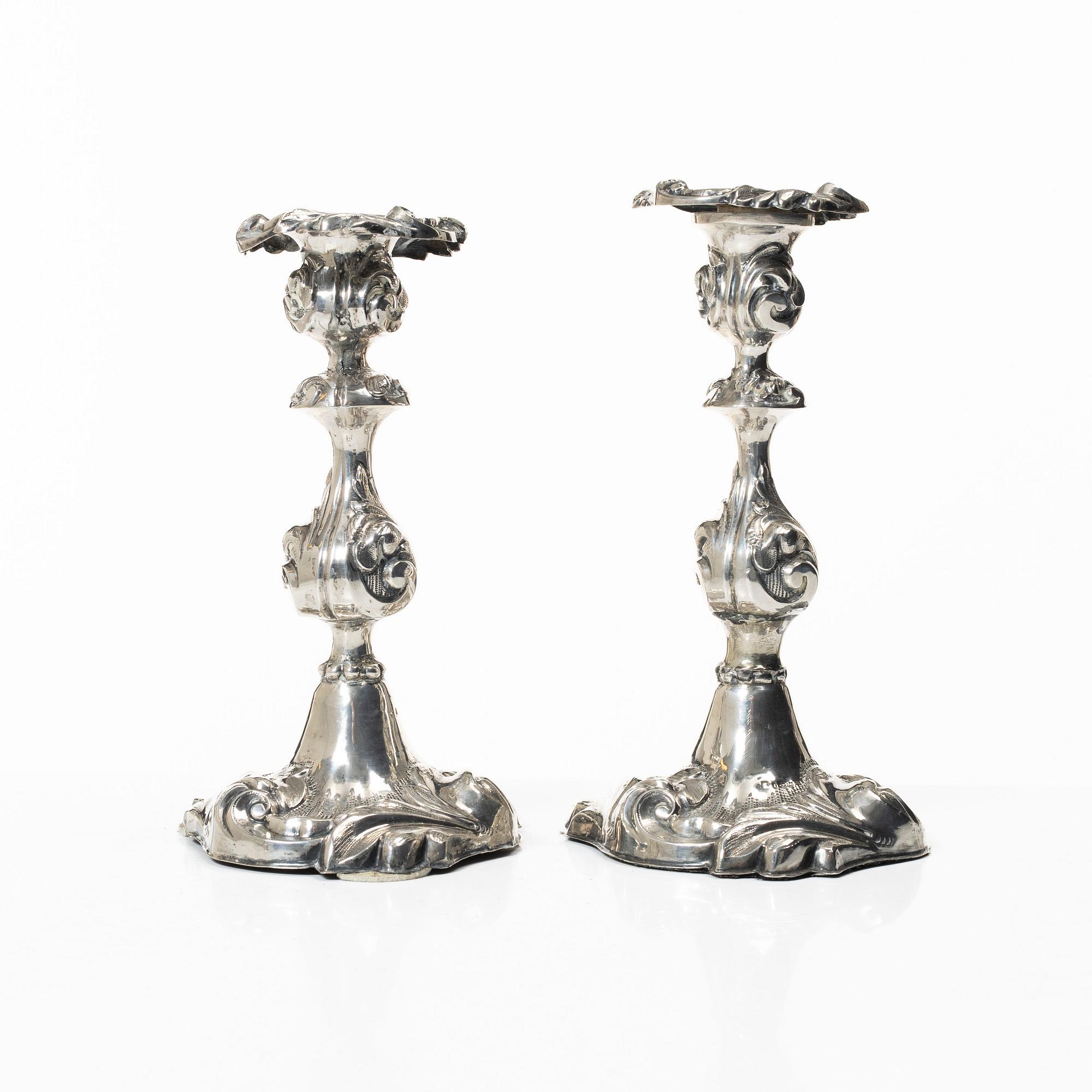 A pair of Swedish silver candlesticks, mark of Otto Lindeberg, Stockholm 1873.