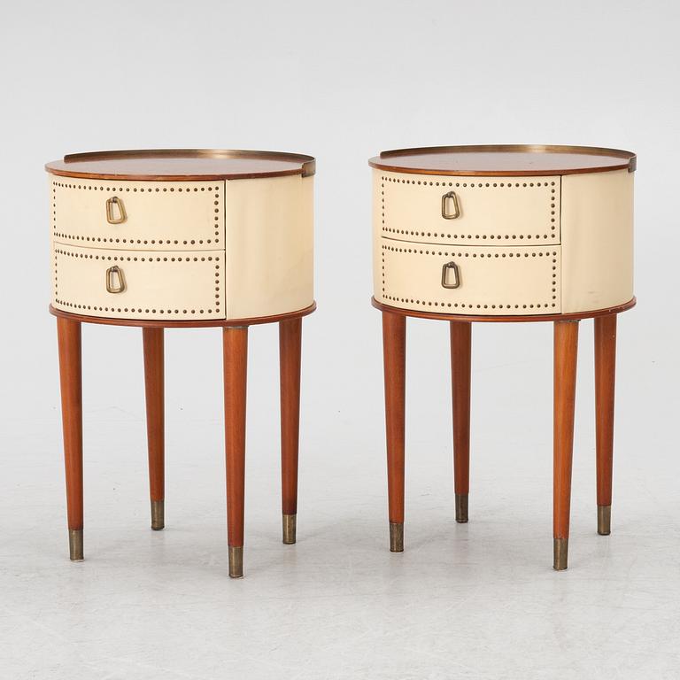 A pair of bedside tables. Halvdan Petterssons möbelfabrik Tibro, mid 20th century.