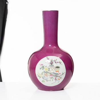 A pink ground Chinese famille rose vase, 20th century.