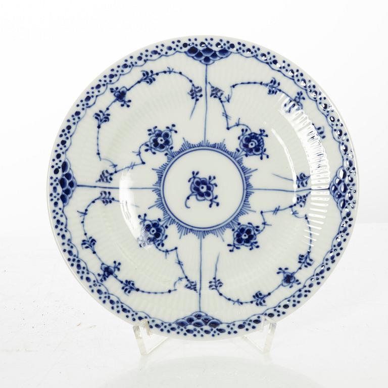 Royal Copenhagen, a 27-piece porcelain 'Blue fluted' half lace coffee service, Denmark, 1963-73.
