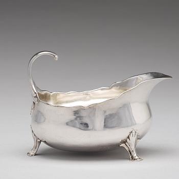 A Swedish 18th century parcel-gilt silver cream-/sauceboat, mark of Petter Åkerman, Stockholm 1769.