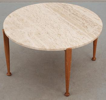 A Josef Frank mahogany and travertine top sofa table, Svenskt Tenn, model 965.