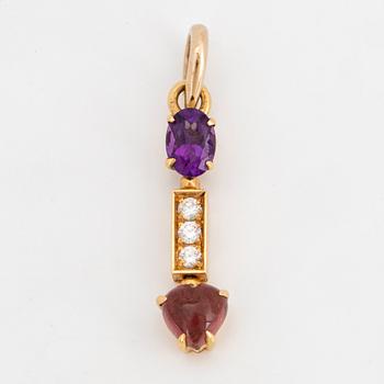 BULGARI, gold, brilliant-cut diamond, amethyst and tourmaline pendant.