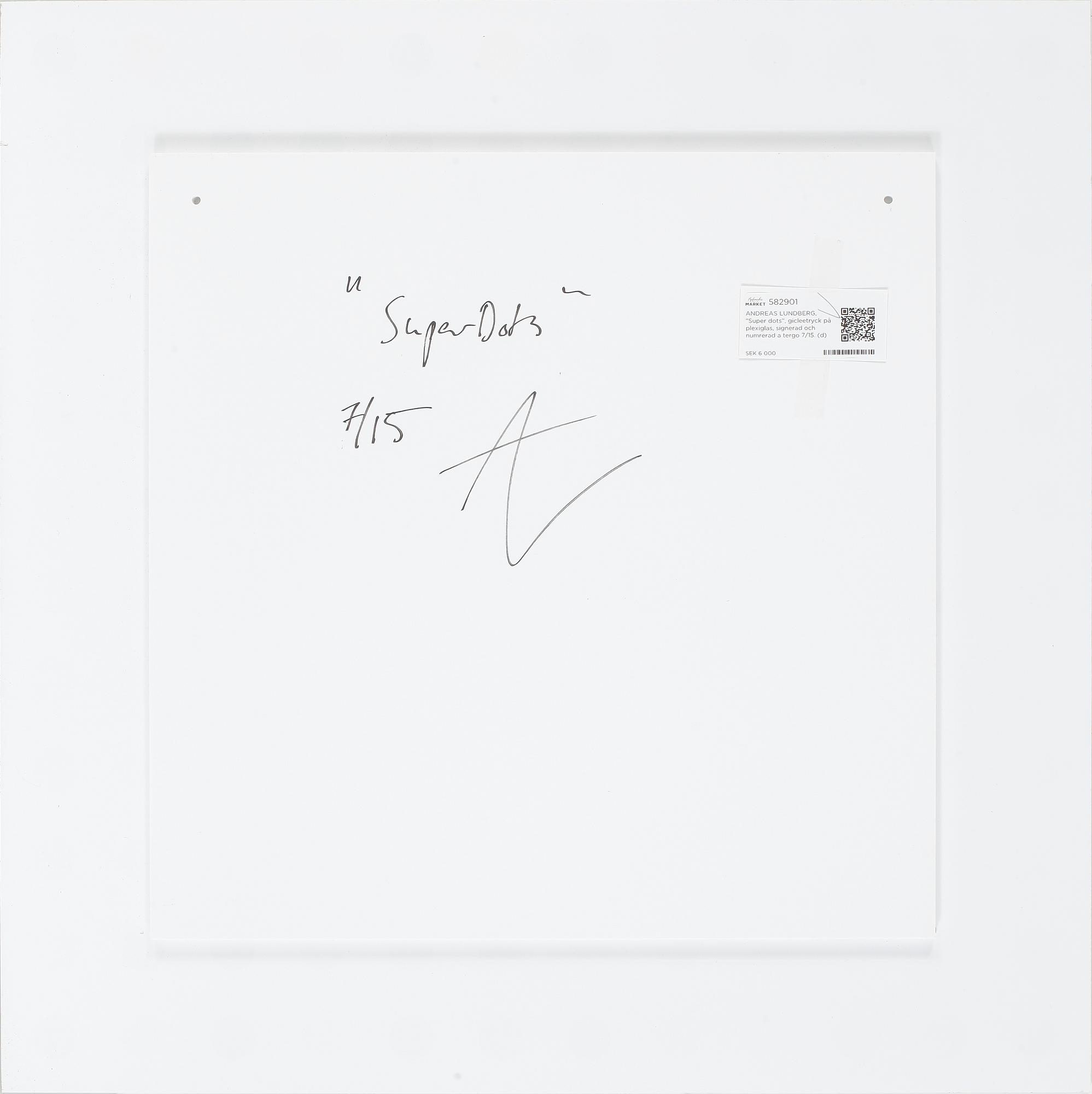 ANDREAS LUNDBERG, "Super dots", gicleetryck på plexiglas, signerad och numrerad a tergo 7/15.
