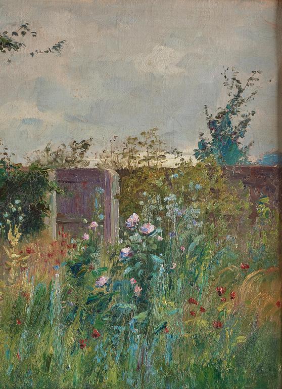 Charlotte Wahlström, ”Kvinna i blommande trädgård”.