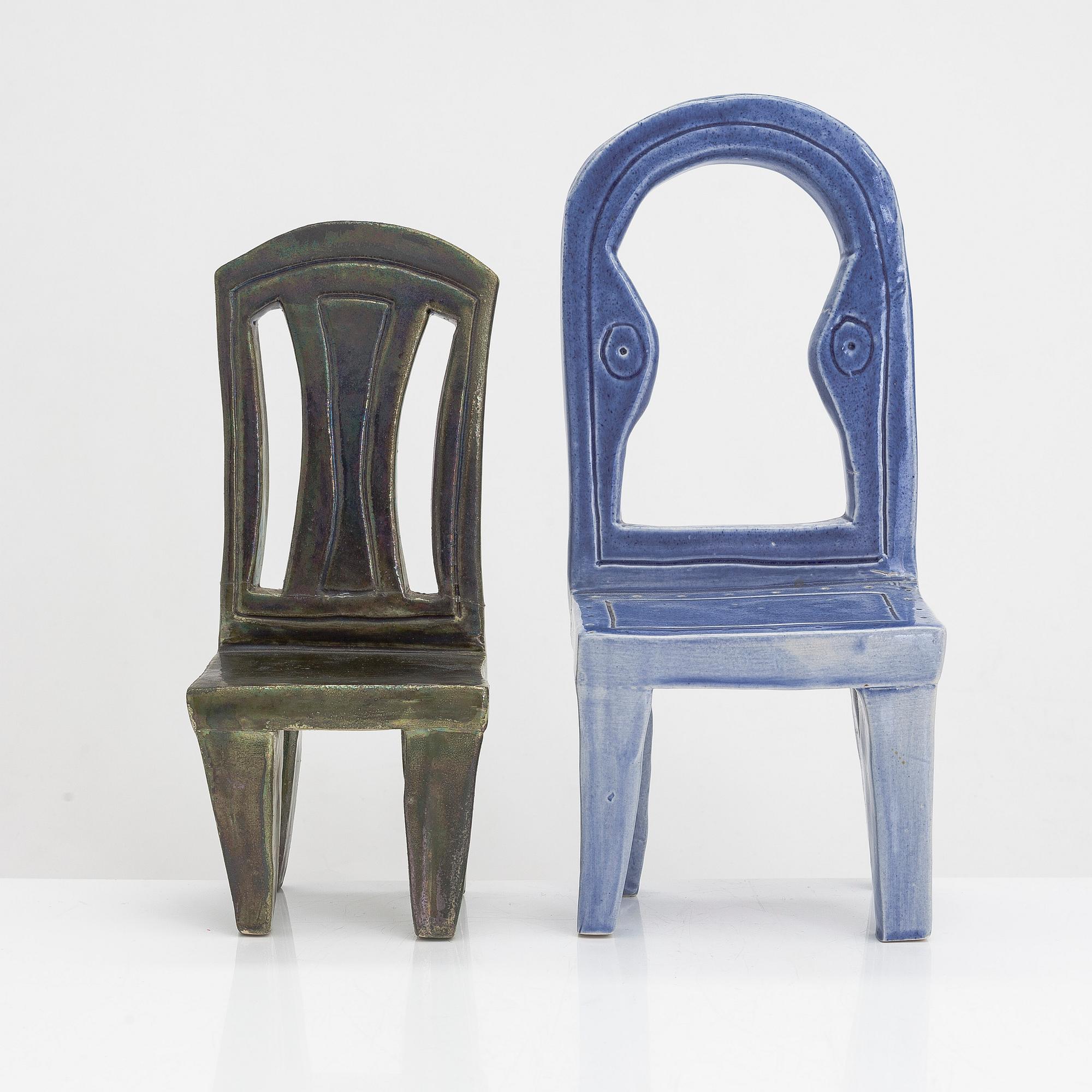 Pauli Partanen, skulpturer, 2 st, keramik. Signerade Partanen 91.