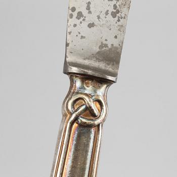 MATKNIVAR, 8 st, silver, kontrollmästarstämplade Dimitry Ilyich Tverskoy,S:t Petersburg, Ryssland, 1848, tot vikt 845g.