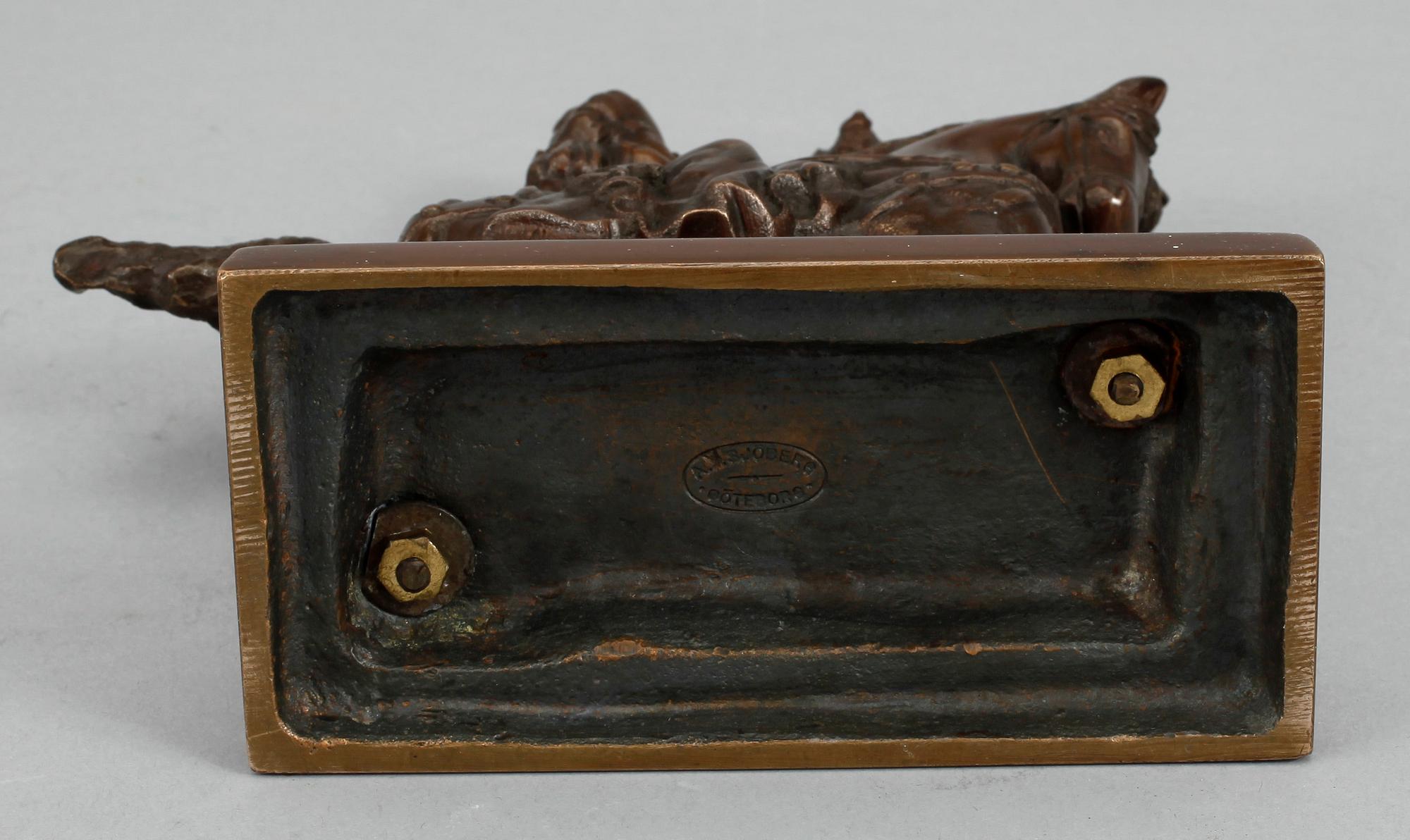 OKÄND KONSTNÄR, skulptur, brons, 1900-talets andra hälft. Gjutarstämplar A Sjöberg Göteborg.