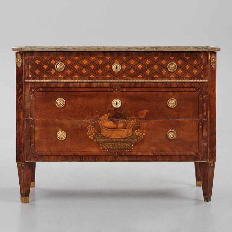 A Gustavian marquetry commode by  C. Lindborg (master in Stockholm 1781-1808).