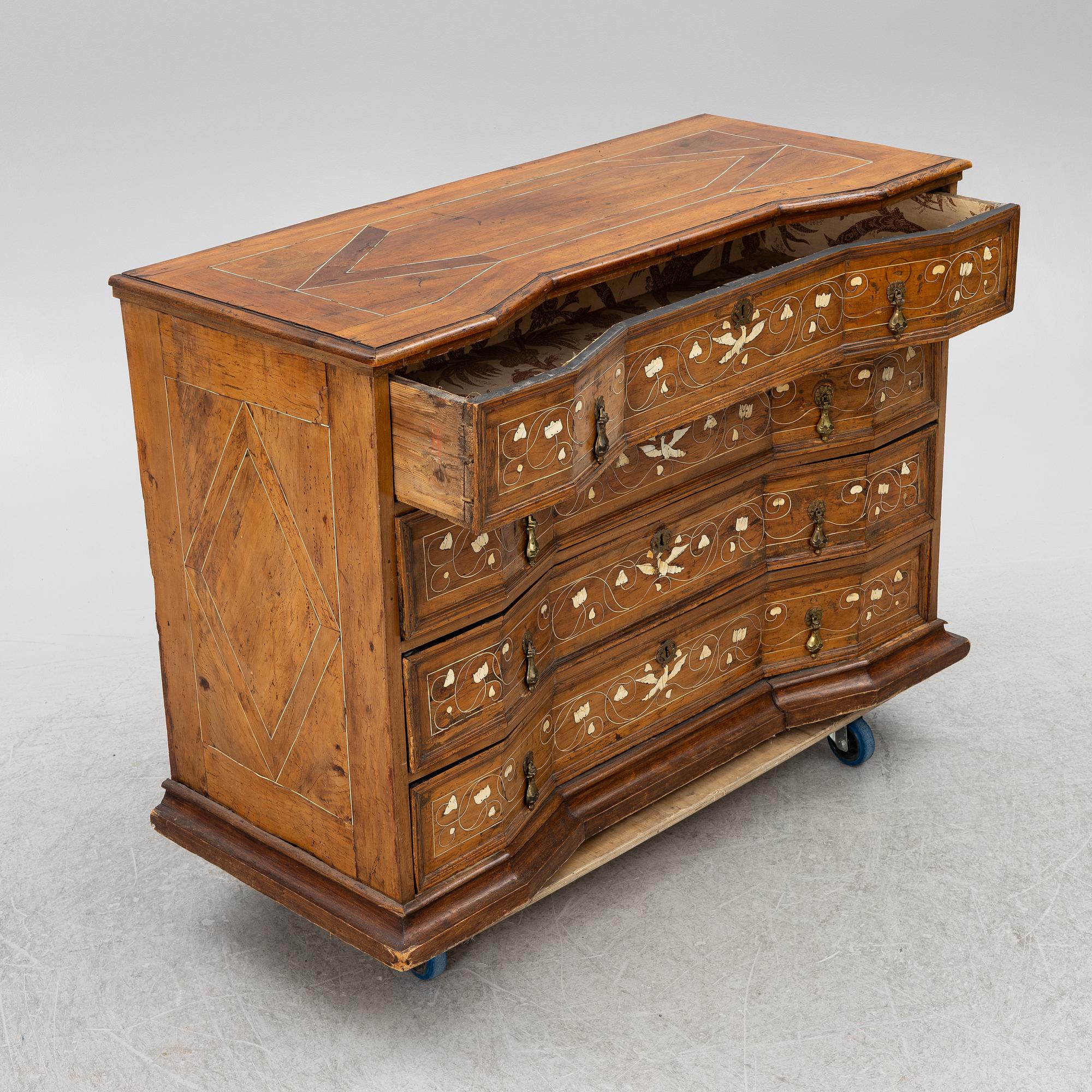 A South-Italian parquetry Louis XV commode, mid 18th century.