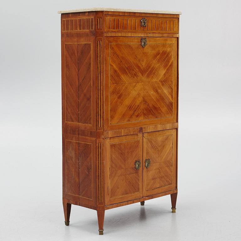 A presumably Dutch Louis XVI parquetry secretaire, late 18th century.