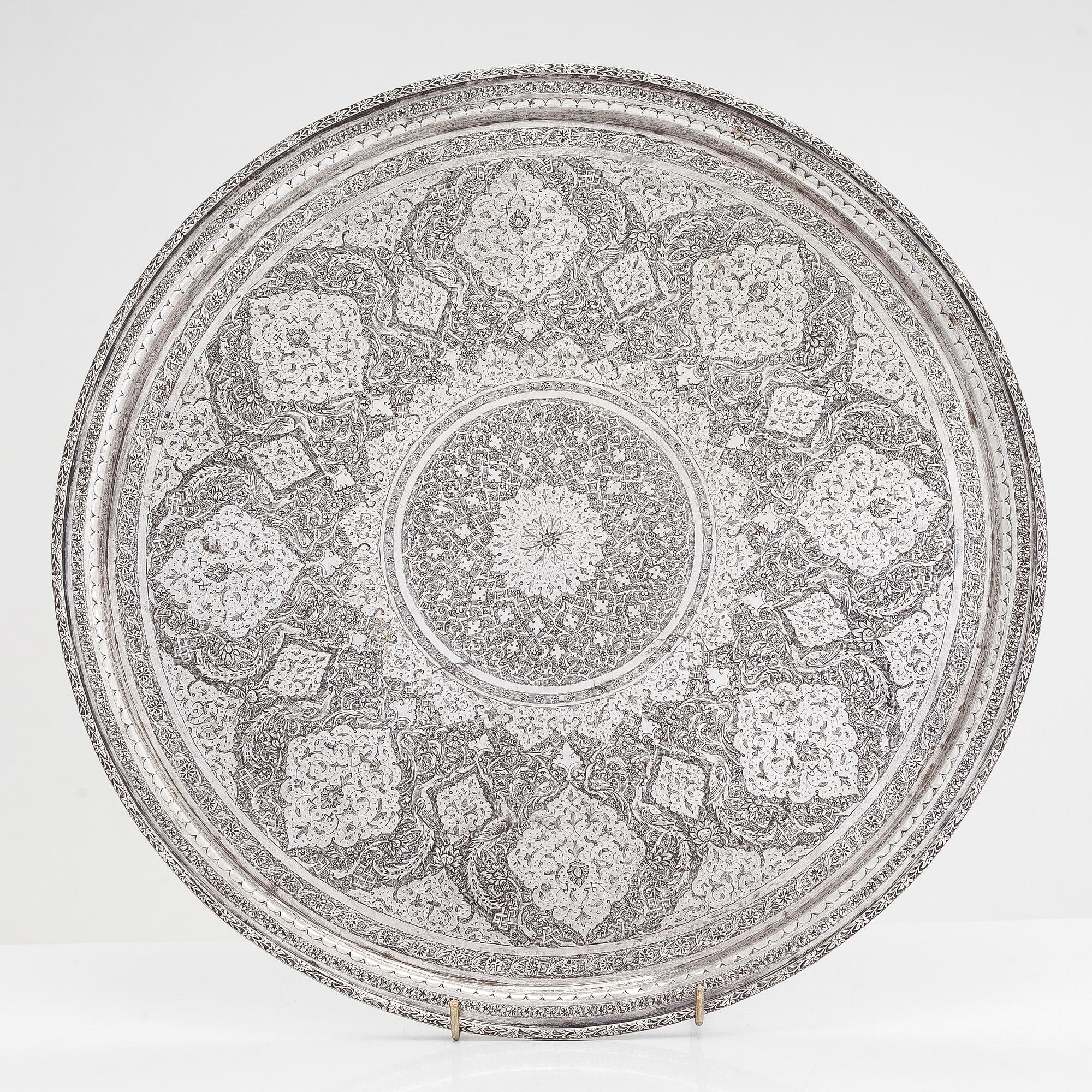 Bricka, silver, Persien (Iran), sen Pahlavidynasti.