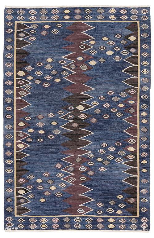 Barbro Nilsson, a 'Snäckorna' carpet,  tapestry weave, c. 219 x 144 cm, signed AB MMF BN.