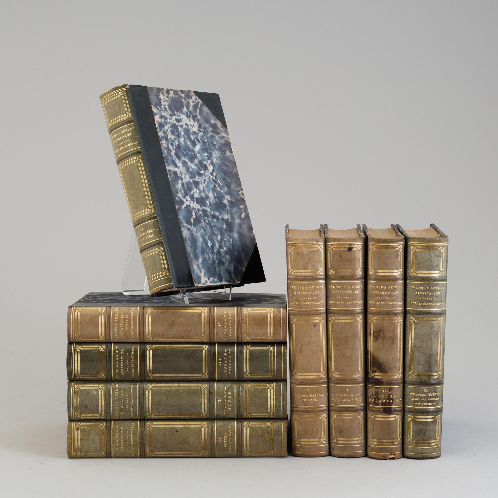 BOKVERK, vol I-IX, "Den introducerade Svenska Adelns Ättartavlor", Gustaf Elgenstierna, Stockholm, 1925-36.