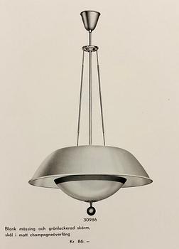 Bertil Brisborg, & Olle Elmgren, a pair of ceiling lamps, Nordiska Kompaniet, 1940s.